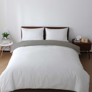 Sicili 1200針純色長絨棉系列 - 茶白色配金屬銀